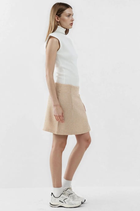 Hochtaillierter Mini-Tweed-Rock mit Schlitz - Image 4