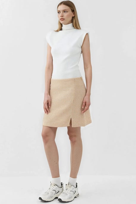 Hochtaillierter Mini-Tweed-Rock mit Schlitz - Image 6