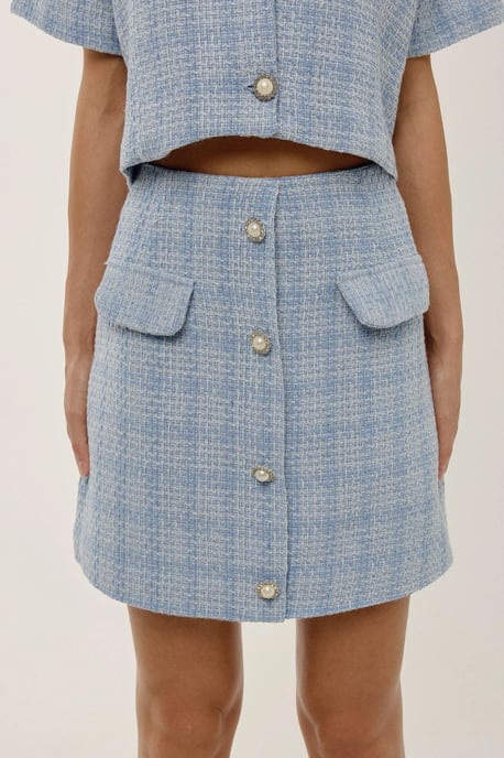 Knopf-Detail Tweed Minirock - Image 2
