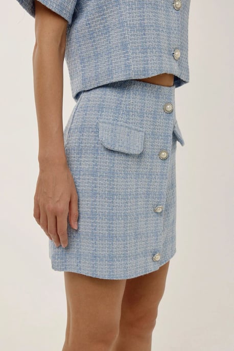 Knopf-Detail Tweed Minirock - Image 3