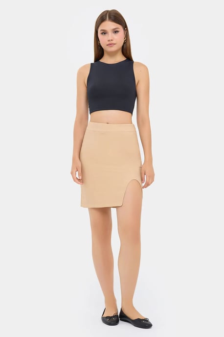 Nahtloser Saum Hohe Taille Rock mit Schlitz - Image 2