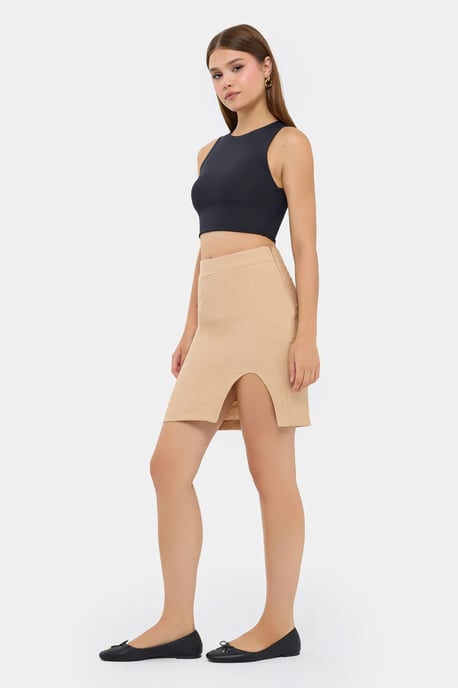Nahtloser Saum Hohe Taille Rock mit Schlitz - Image 3