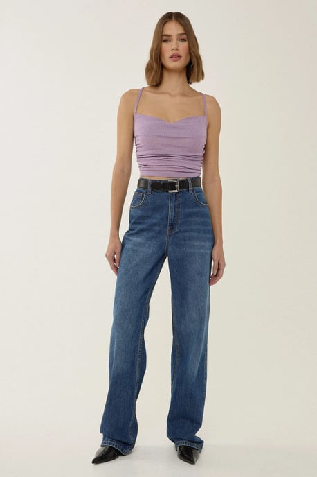 Asymmetrisches Glitzerstrick-Crop-Top - Image 2