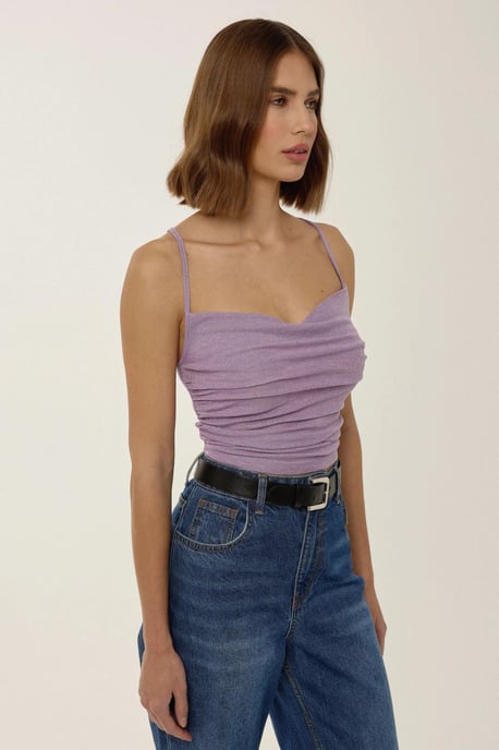 Asymmetrisches Glitzerstrick-Crop-Top - Image 3