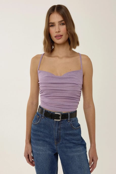 Asymmetrisches Glitzerstrick-Crop-Top - Image 4