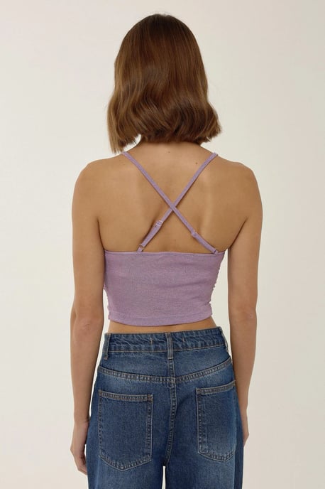 Asymmetrisches Glitzerstrick-Crop-Top - Image 5