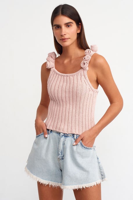 Ausschnittstrick-Top ohne Ärmel mit Blumen-Dekor - Image 2