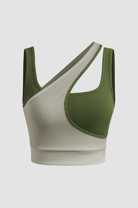 Kontrast asymmetrisches Kragen-Top - Image 5