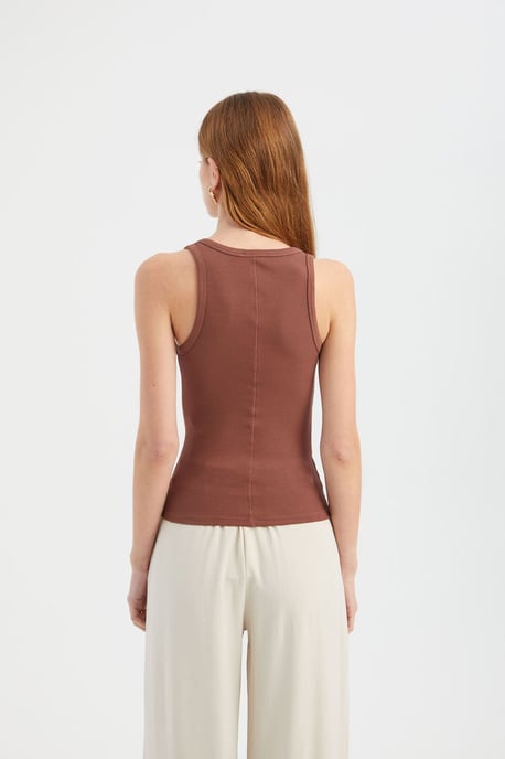 Einfarbiger Rundhals-Basic-Cami-Top - Image 5