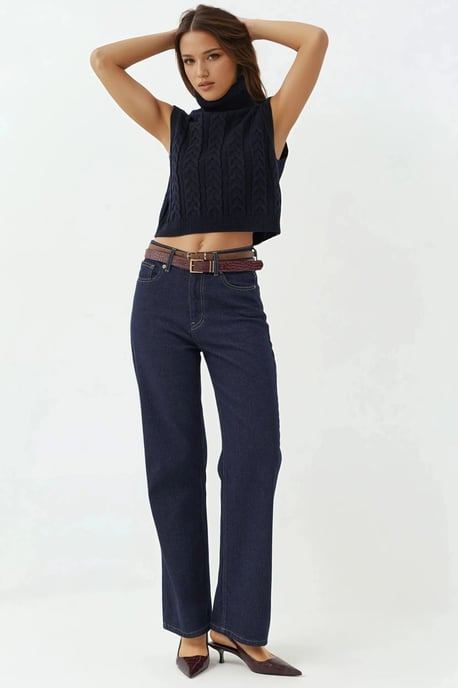 Pullover-Weste mit Rollkragen und Haar-Zopf-Muster - Image 4
