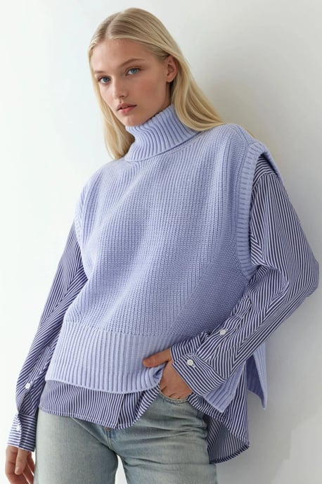 Lässiger Rollkragen-Strickpullunder - Image 2
