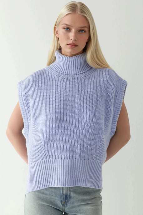 Lässiger Rollkragen-Strickpullunder - Image 6
