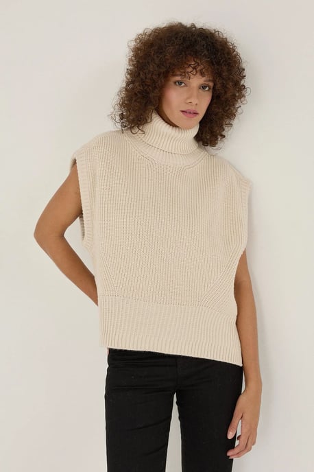 Lässiger Rollkragen-Strickpullunder - Image 3