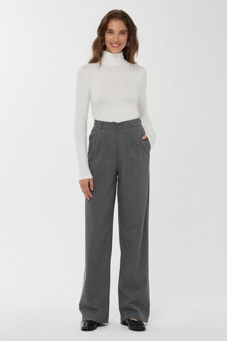 Hochtaillierte gestreifte gerade Beine Hose - Image 1