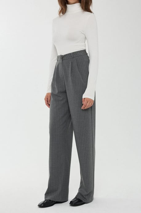 Hochtaillierte gestreifte gerade Beine Hose - Image 3
