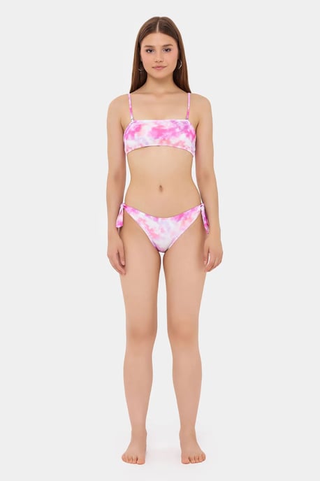 Bandeau-Bikini-Set mit Krawatten an der Seite im Batikdesign - Image 1