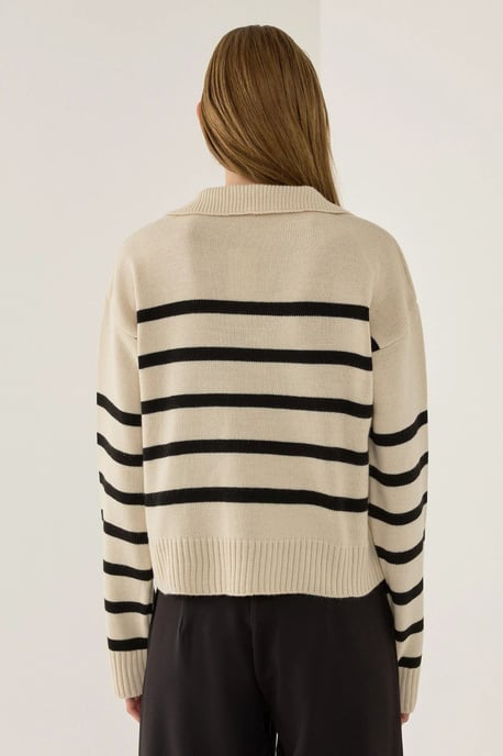 Gestreifter Polokragen-Strickpullover - Image 4