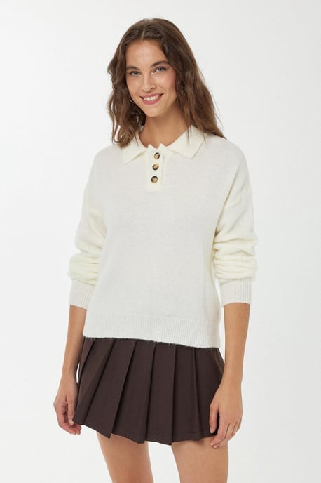 Knopfkragen Strickpullover - Image 1