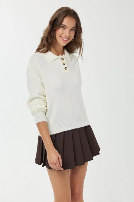 Knopfkragen Strickpullover - Image 4