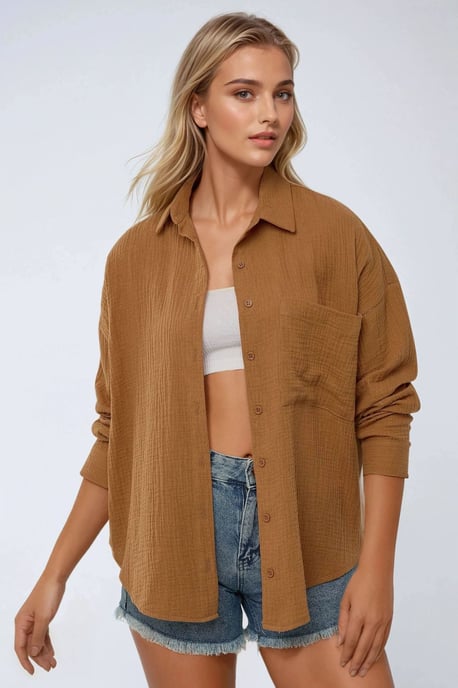 Oversized Baumwollhemd mit Taschendetail - Image 3
