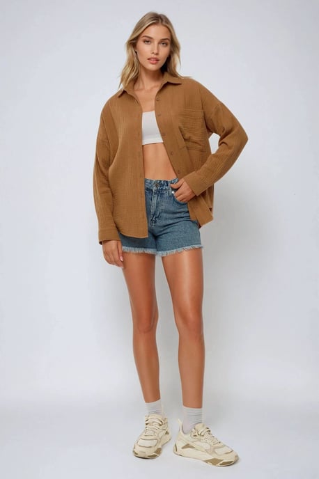 Oversized Baumwollhemd mit Taschendetail - Image 4