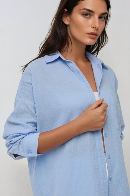 Oversized Baumwollhemd mit Taschendetail - Image 3