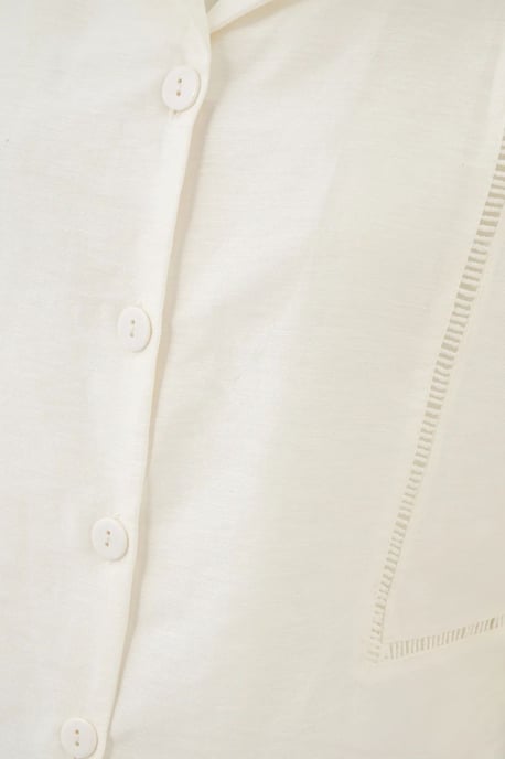 Leinen Kurzarmhemd mit Ausschnittdetails - Image 6