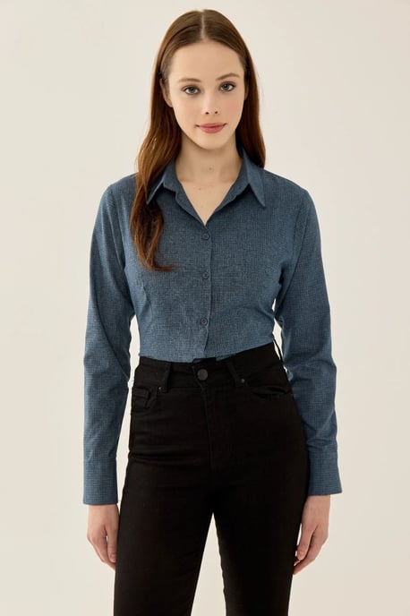 Karierter Knopf Slim Fit Hemd - Image 1