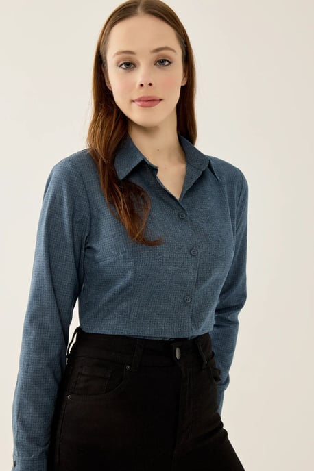 Karierter Knopf Slim Fit Hemd - Image 2