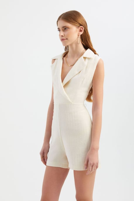 V-Ausschnitt Playsuit mit Kragendetail - Image 4