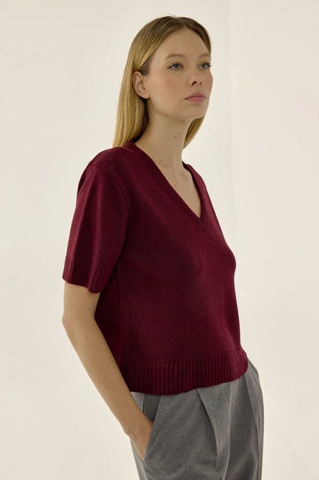 V-Ausschnitt Kurzarmpullover - Image 3