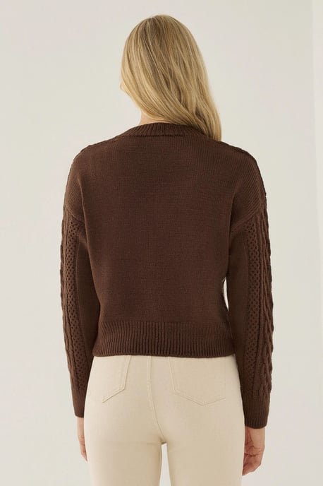V-Ausschnitt Haarknoten Strickpullover - Image 5