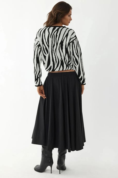 Zebramuster V-Ausschnitt Pullover - Image 3