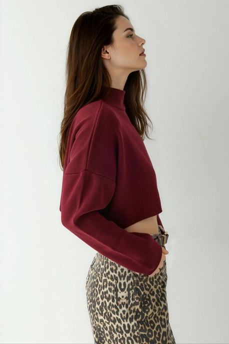 Hochgeschlossener Crop-Pullover - Image 2