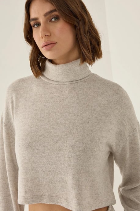 Strukturierter Turtleneck-Crop-Pullover - Image 5
