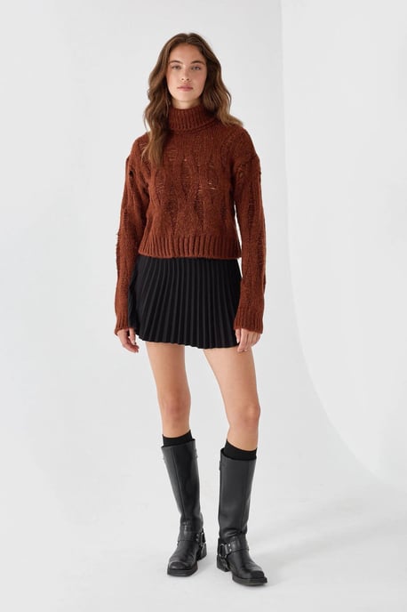 Strukturierter Rollkragenstrickpullover - Image 2