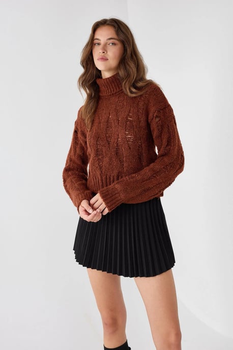 Strukturierter Rollkragenstrickpullover - Image 3