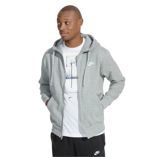 Nike - "Sportswear Club" Hoodie mit durchgehendem Reißverschluss für Herren (Grau) - Image 4