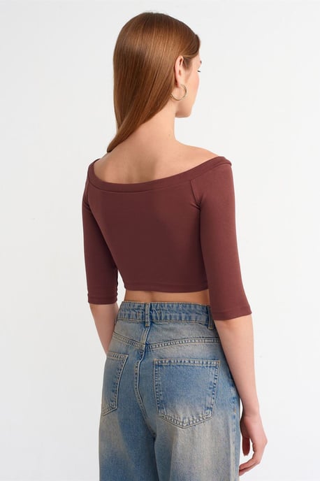 Damen Off-Shoulder Crop Bluse - Image 2