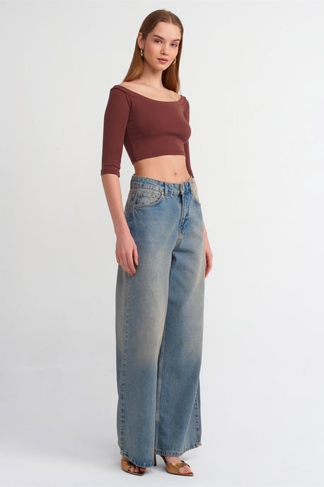 Damen Off-Shoulder Crop Bluse - Image 3