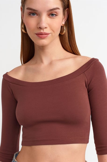 Damen Off-Shoulder Crop Bluse - Image 4