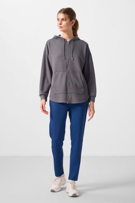 Oversized Kapuzenlangarm-Zip-Tunika-Oberteil - Image 3