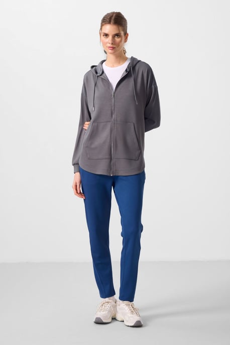 Oversized Kapuzenlangarm-Zip-Tunika-Oberteil - Image 5