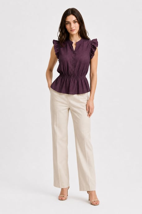 Strukturierte Jacquard-Peplum-Bluse - Image 3