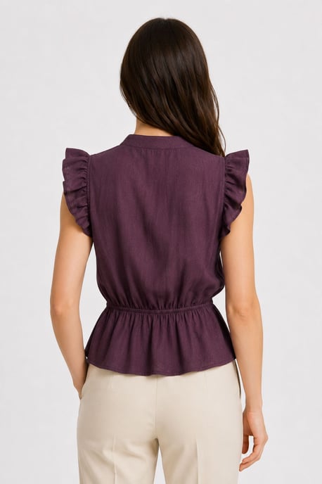 Strukturierte Jacquard-Peplum-Bluse - Image 4