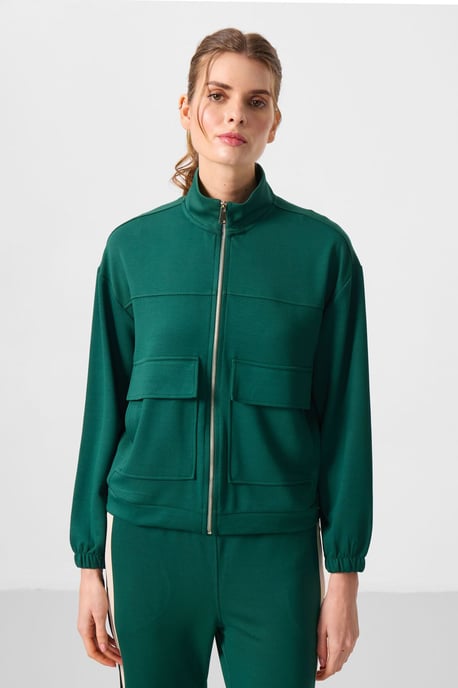 Übergroßer Cropped Stricktop mit Reißverschluss am Hals - Image 1