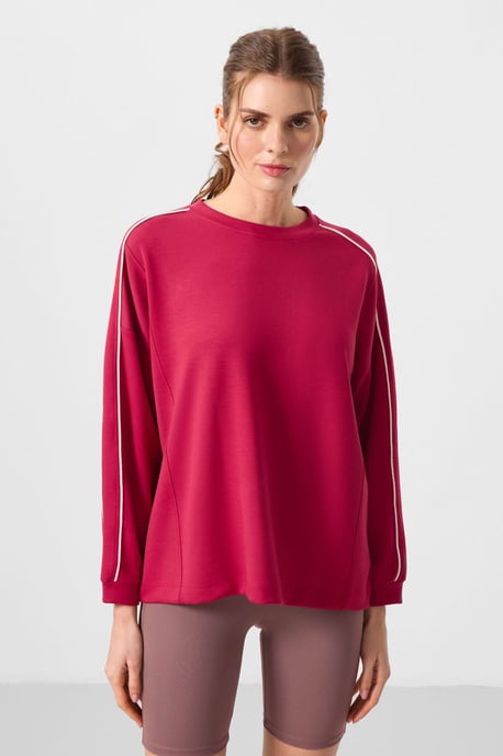 Übergroße lange gestreifte Tunika-Bluse - Image 1