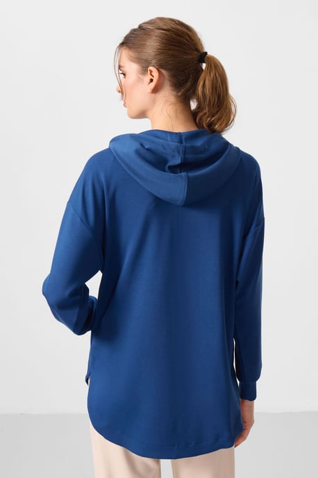 Übergroßes Kapuzen-Langarm-Zip-Tunikatop - Image 6