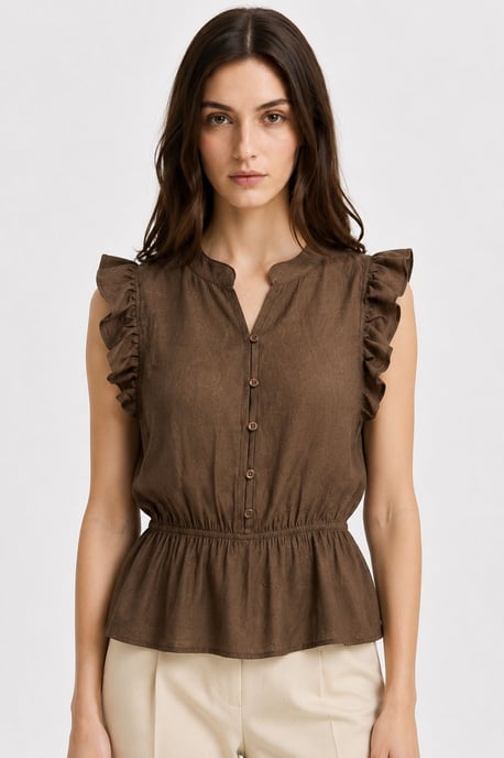Strukturierte Jacquard-Peplum-Bluse - Image 1