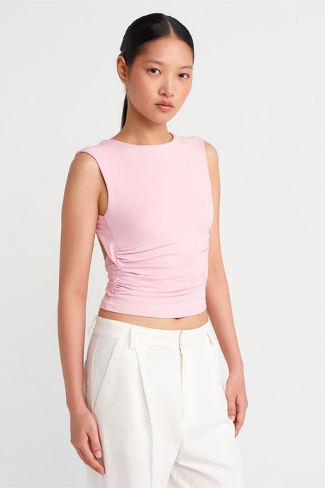 Damen Slim-Fit Cut-out Crop Bluse - Image 1